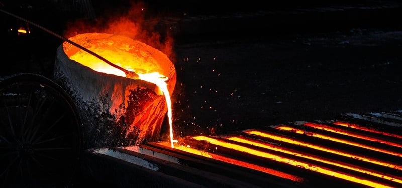 molten metal being poured in a casting metal forming processes