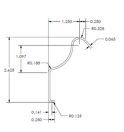 metal picture rail molding - technical drawing B