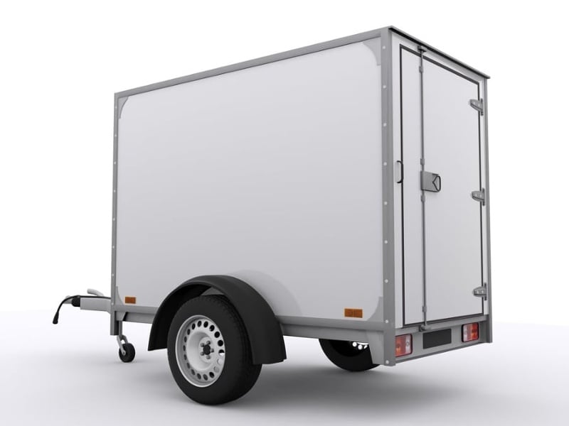Image of a small enclosed trailer. Roll forming design guide for semi trailer parts.