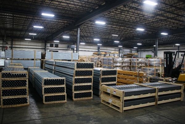 Steel parts stocked at a roll forming facility